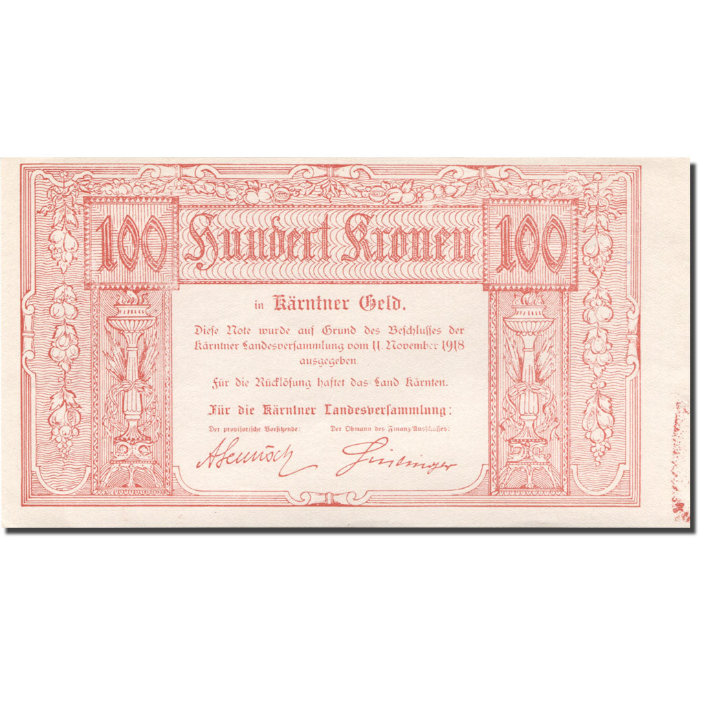 Nota, ESTADOS AUSTRÍACOS, 100 Kronen, 1918, 1918-11-11, KM:S105a, UNC(63)