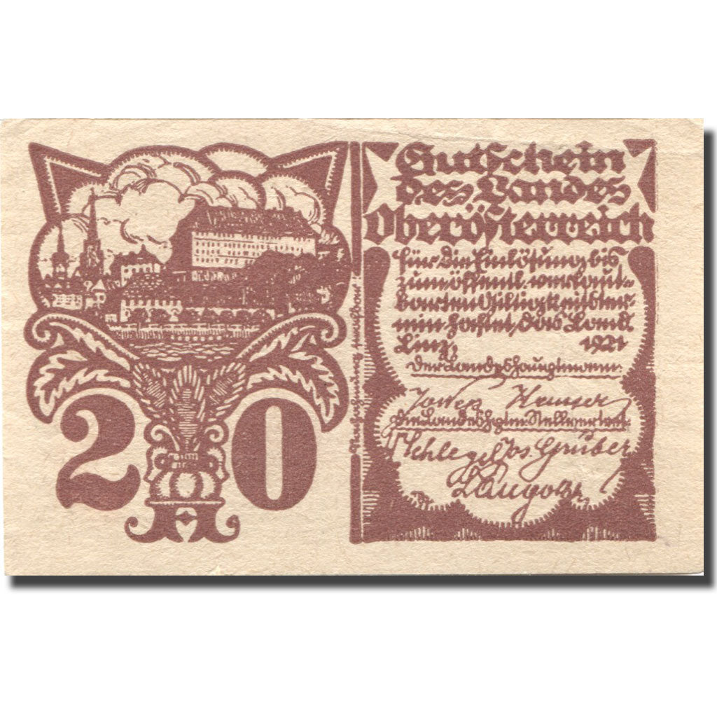 Banknote, Austria, Oberösterreich, 20 Heller, château, UNC(63), Mehl:FS 692V