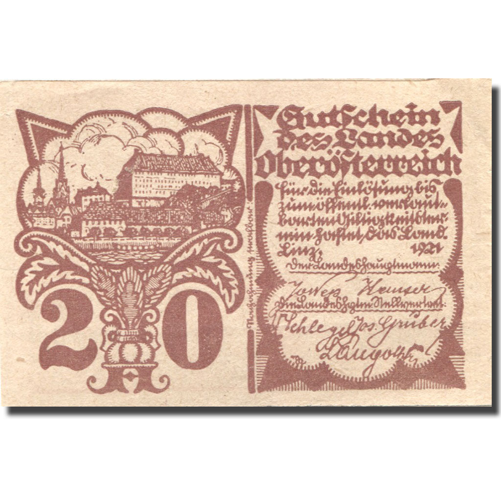Banknote, Austria, Oberösterreich, 20 Heller, château, AU(55-58), Mehl:FS 692V