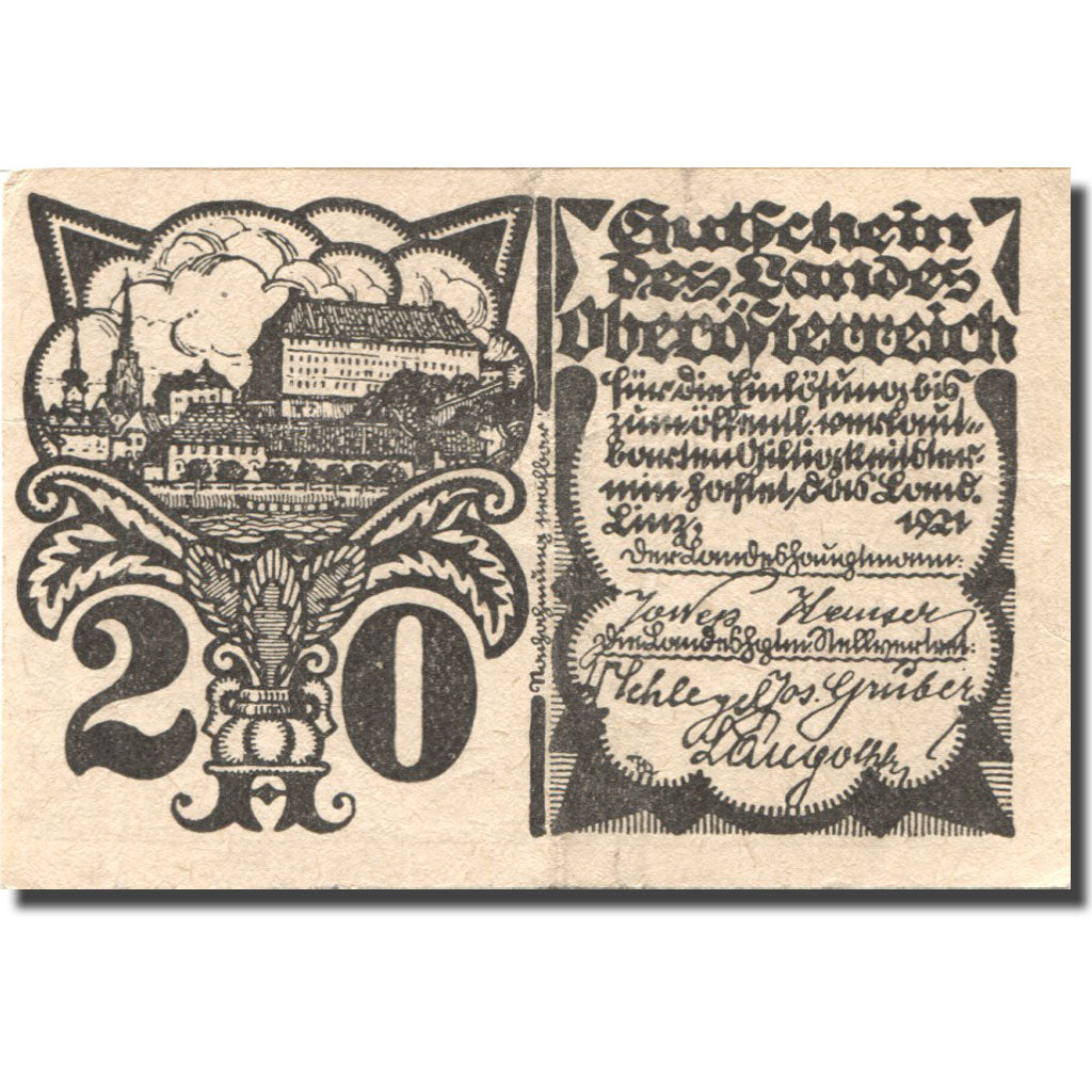 Banconote, Austria, Oberösterreich, 20 Heller, château, BB+, Mehl:FS 692V