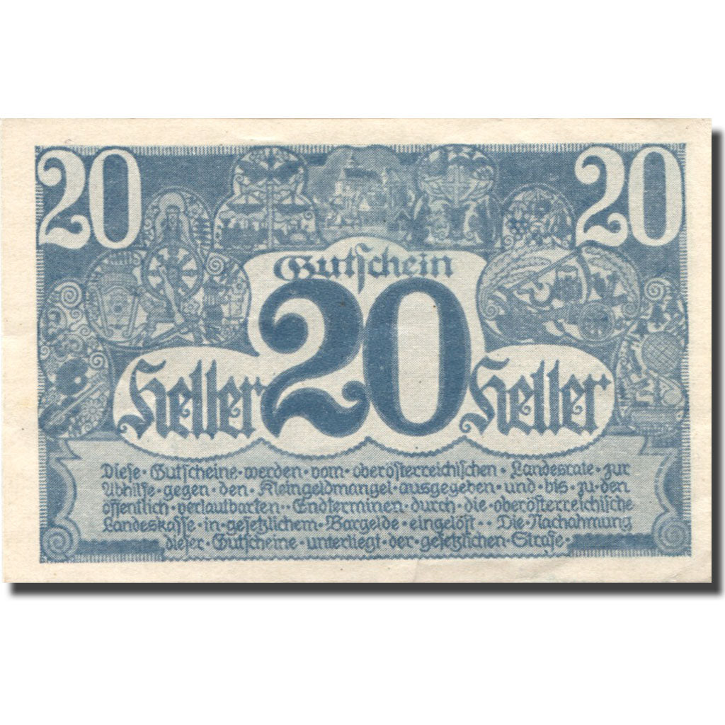 Banknote, Austria, Oberösterreich, 20 Heller, Usine, UNC(60-62), Mehl:FS 692Ib
