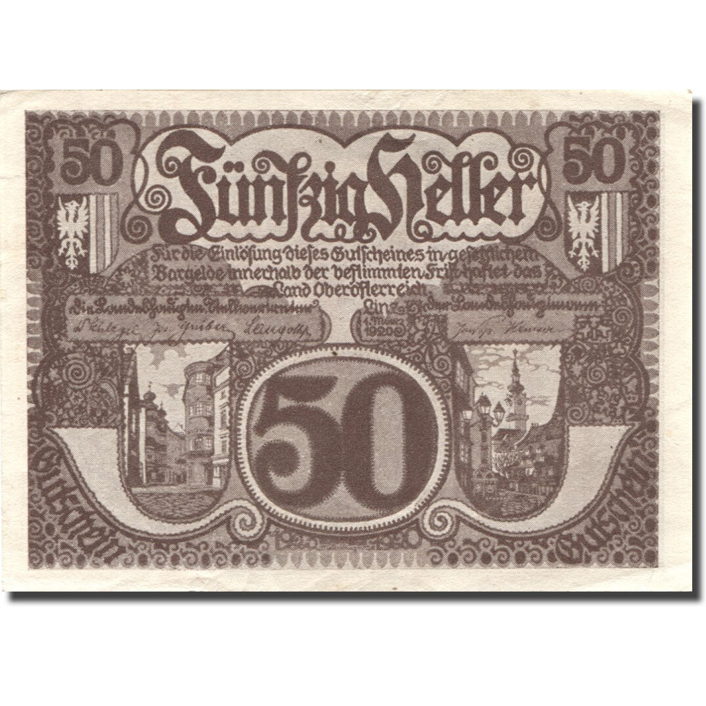 Banknote, Austria, Oberösterreich 50 Heller, Monument, UNC(60-62), Mehl:FS 692Ia