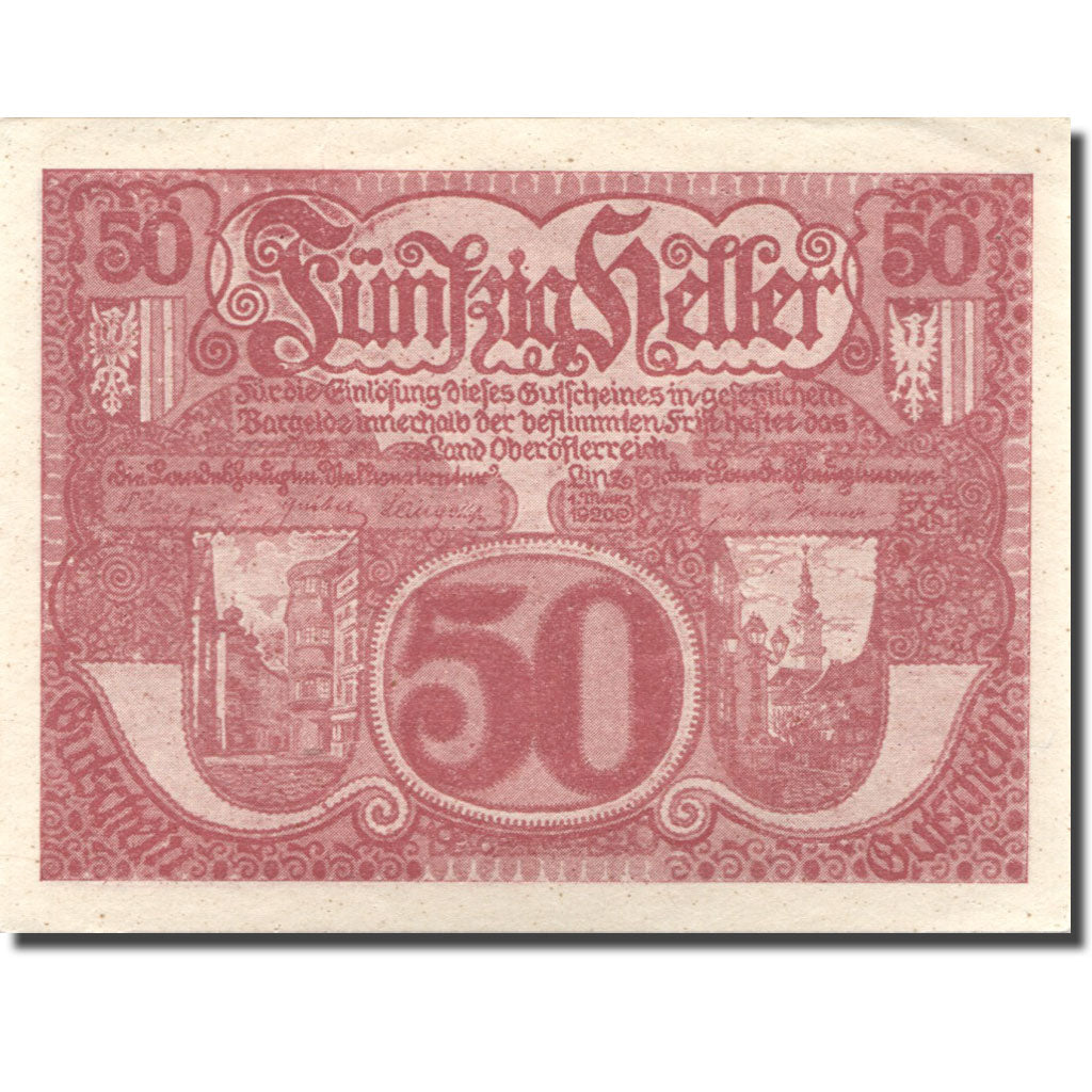 Banknote, Austria, Oberösterreich, 50 Heller, Monument, UNC(64), Mehl:FS 692Ib