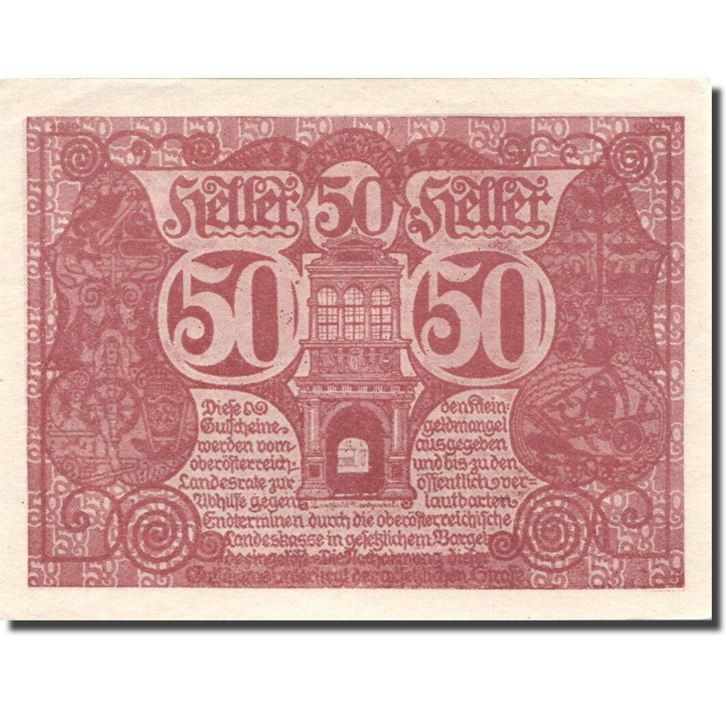 Banknote, Austria, Oberösterreich, 50 Heller, Monument, UNC(64), Mehl:FS 692Ib