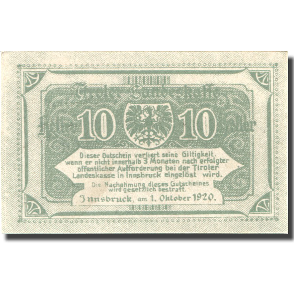 Banknote, Austria, Innsbruck, 10 Heller, Blason, UNC(63), Mehl:FS 1073II