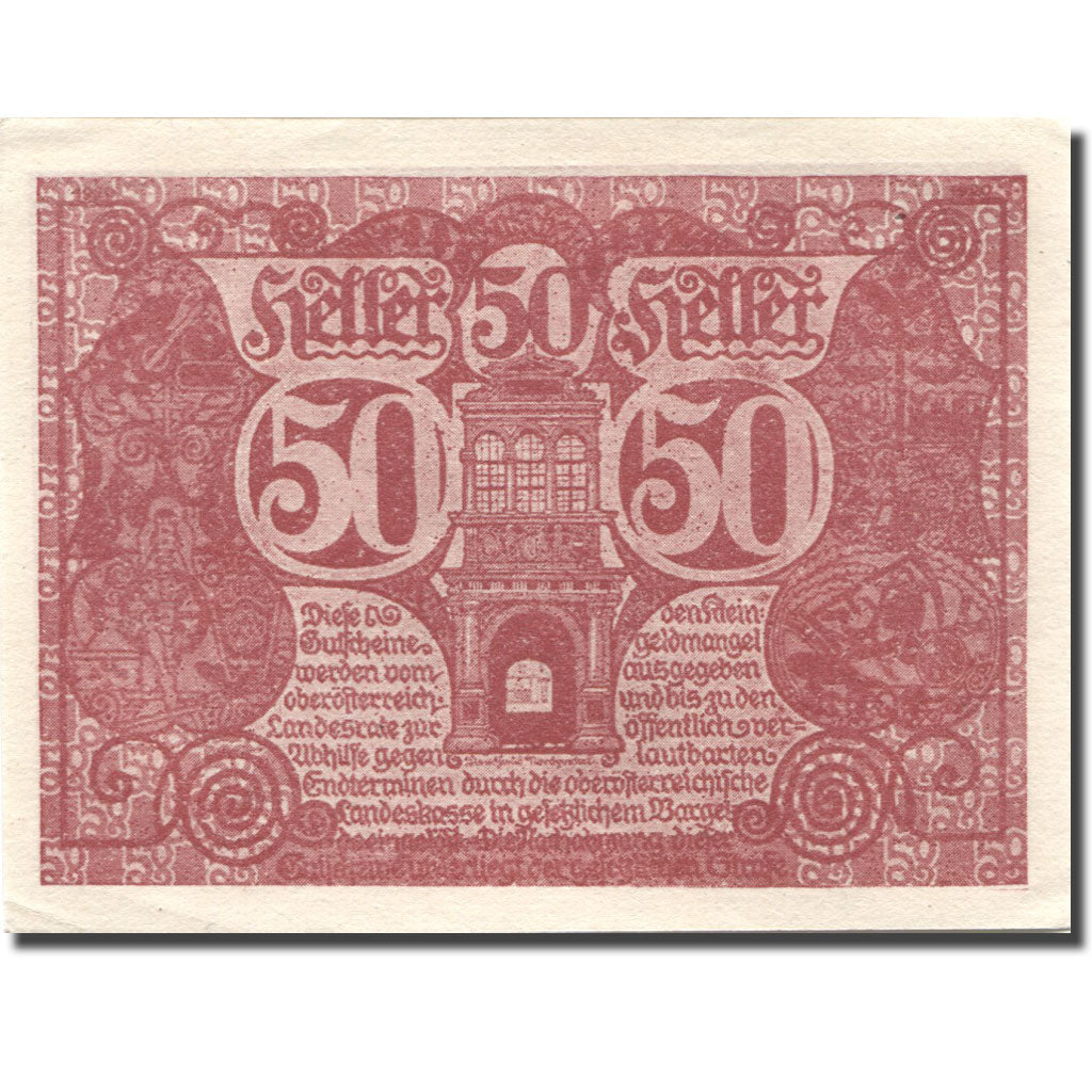 Banknote, Austria, Oberösterreich, 50 Heller, Monument, UNC(63), Mehl:FS 692Ib