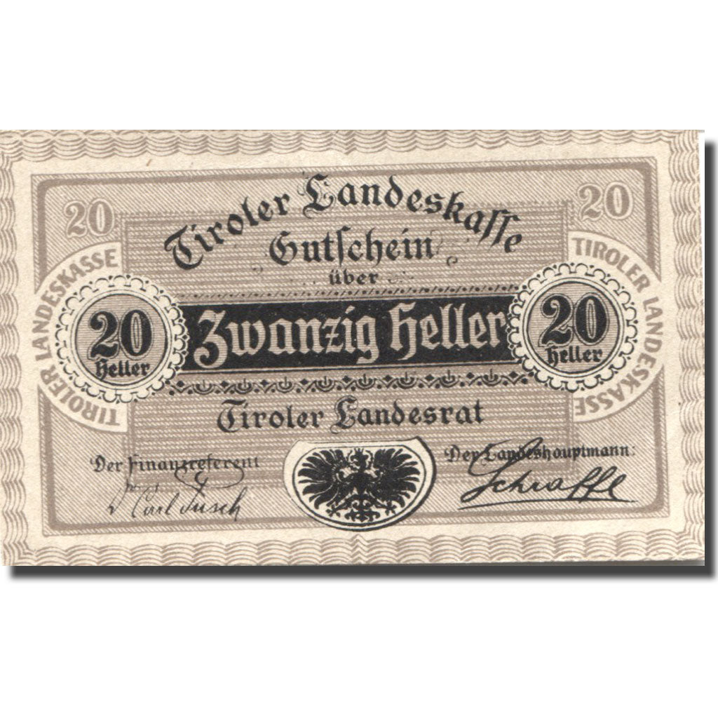 Banknote, Austria, Innsbruck, 20 Heller, Blason, UNC(63), Mehl:FS 1073II