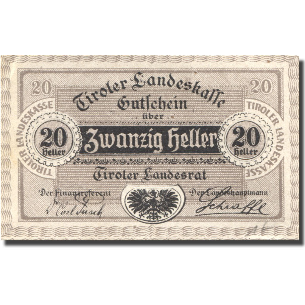 Banknote, Austria, Innsbruck, 20 Heller, Blason, UNC(60-62), Mehl:FS 1073II