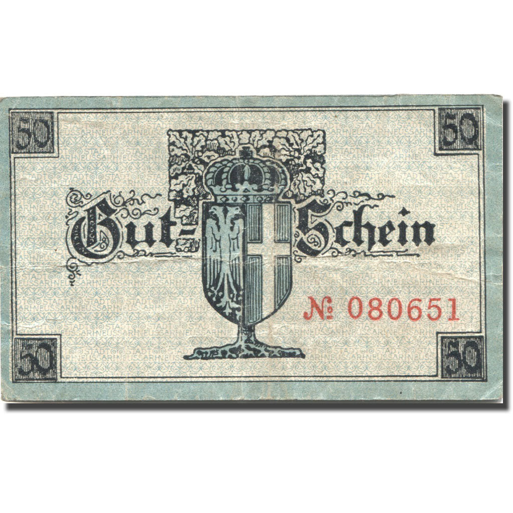 Banconote, Germania, Neuk, 50 Pfennig, château, 1919 BB Mehl:M12.2c
