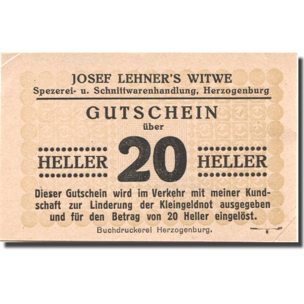 Banconote, Austria, Herzogenburg 20 Heller valeur faciale, 1920 SPL- Mehl:FS 369