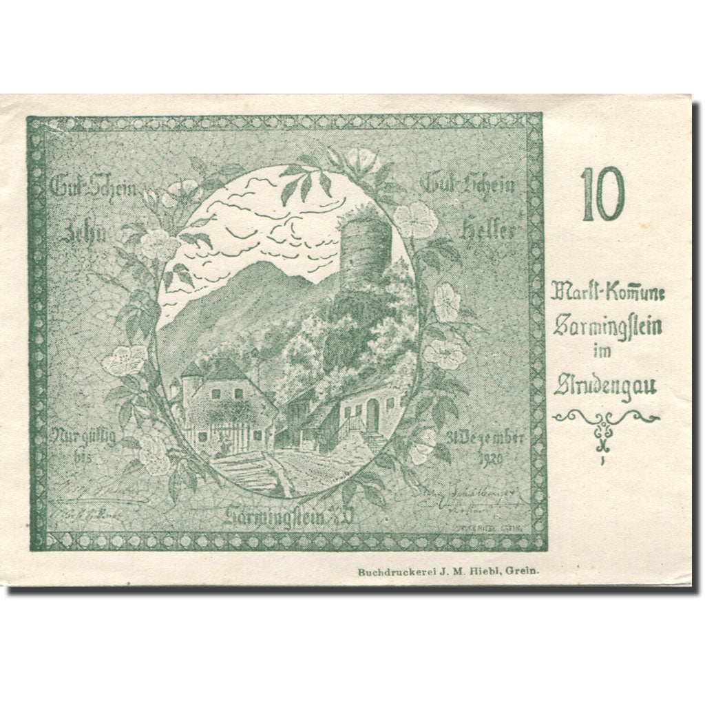Banknote, Austria, Sarmingstein, 10Heller, château, 1920 AU(55-58) Mehl:FS 914Ib