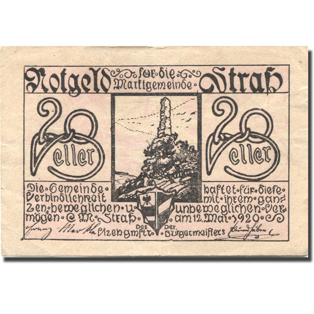 Banknote, Austria, Strass, 20 Heller, Blason, 1920 EF(40-45) Mehl:FS 1047a