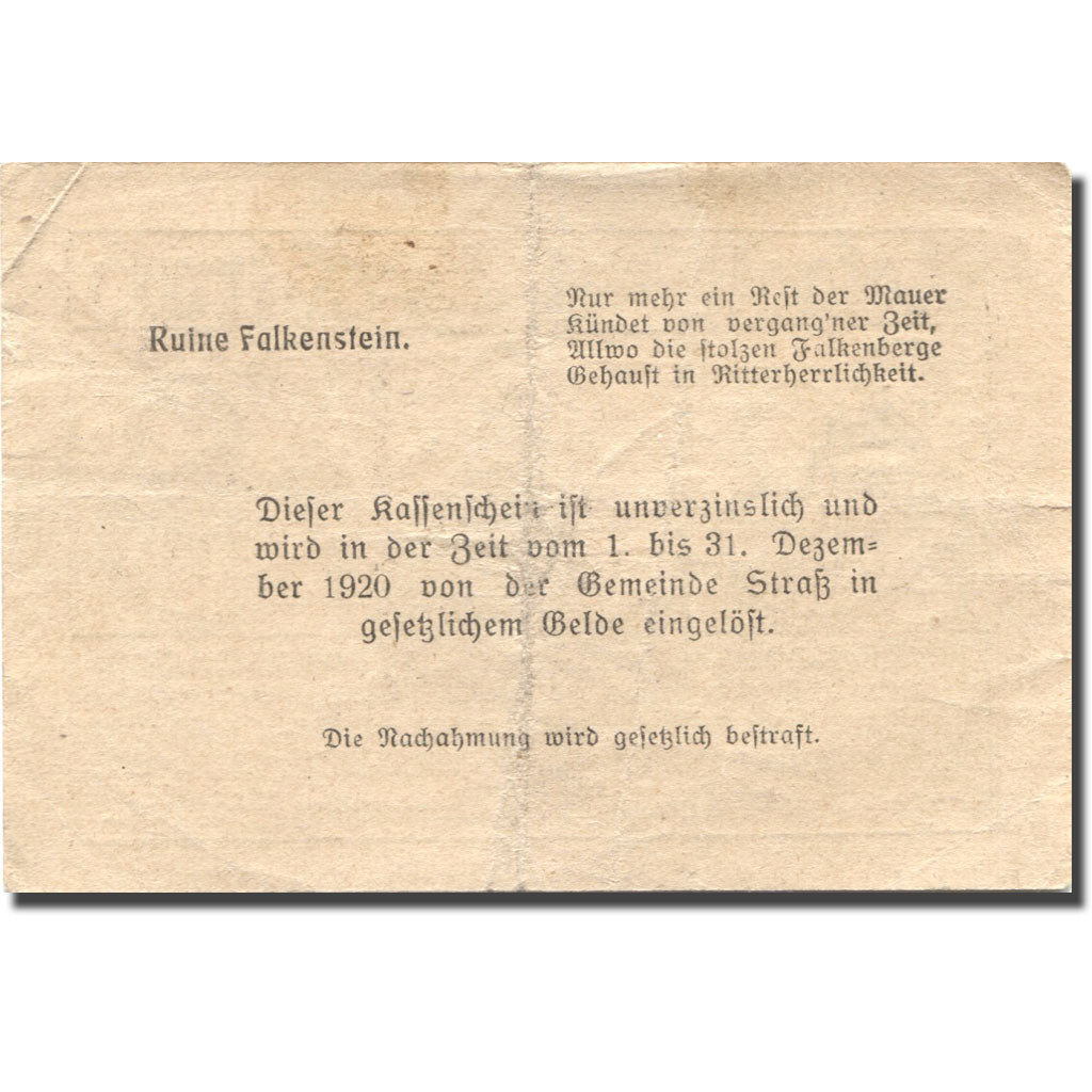 Banknote, Austria, Strass, 20 Heller, Blason, 1920 EF(40-45) Mehl:FS 1047a