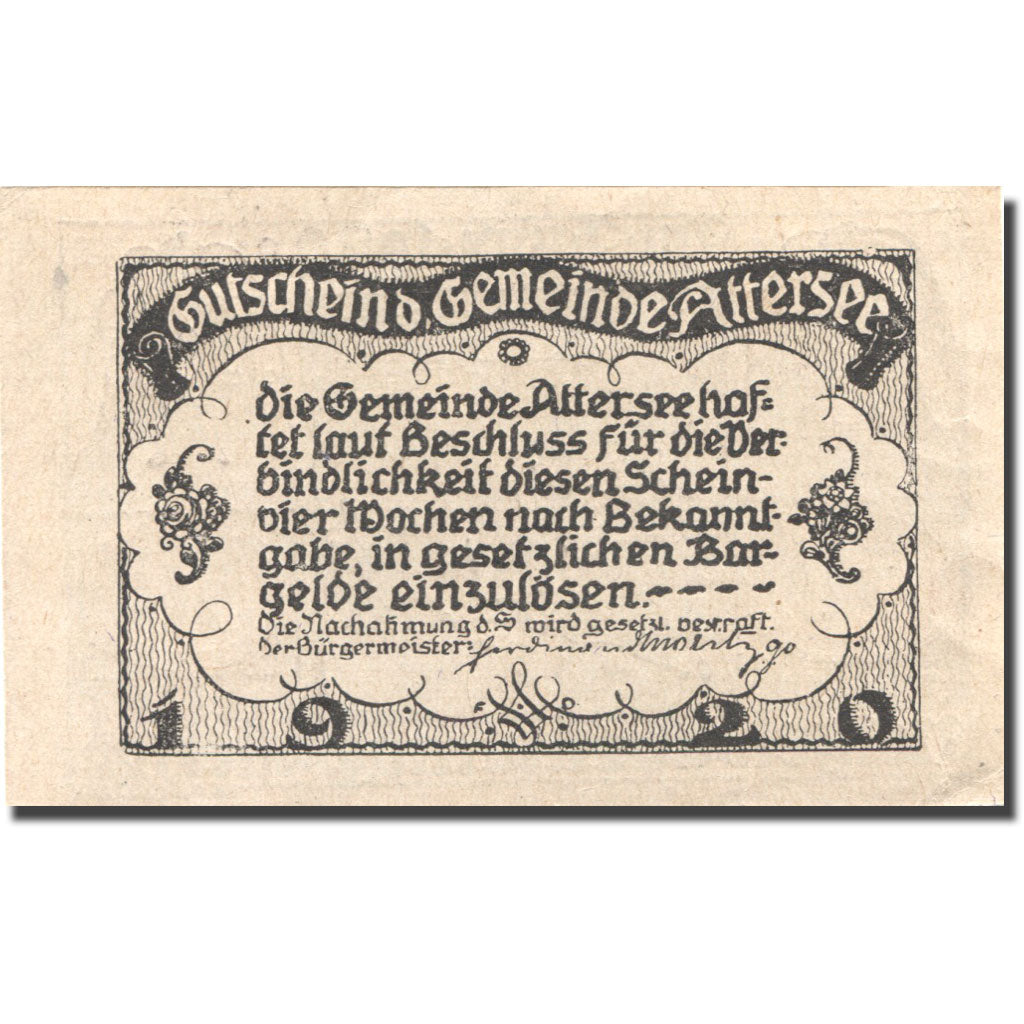 Banknote, Austria, Attersee, 50 Heller, lac, UNC(63), Mehl:FS 60a