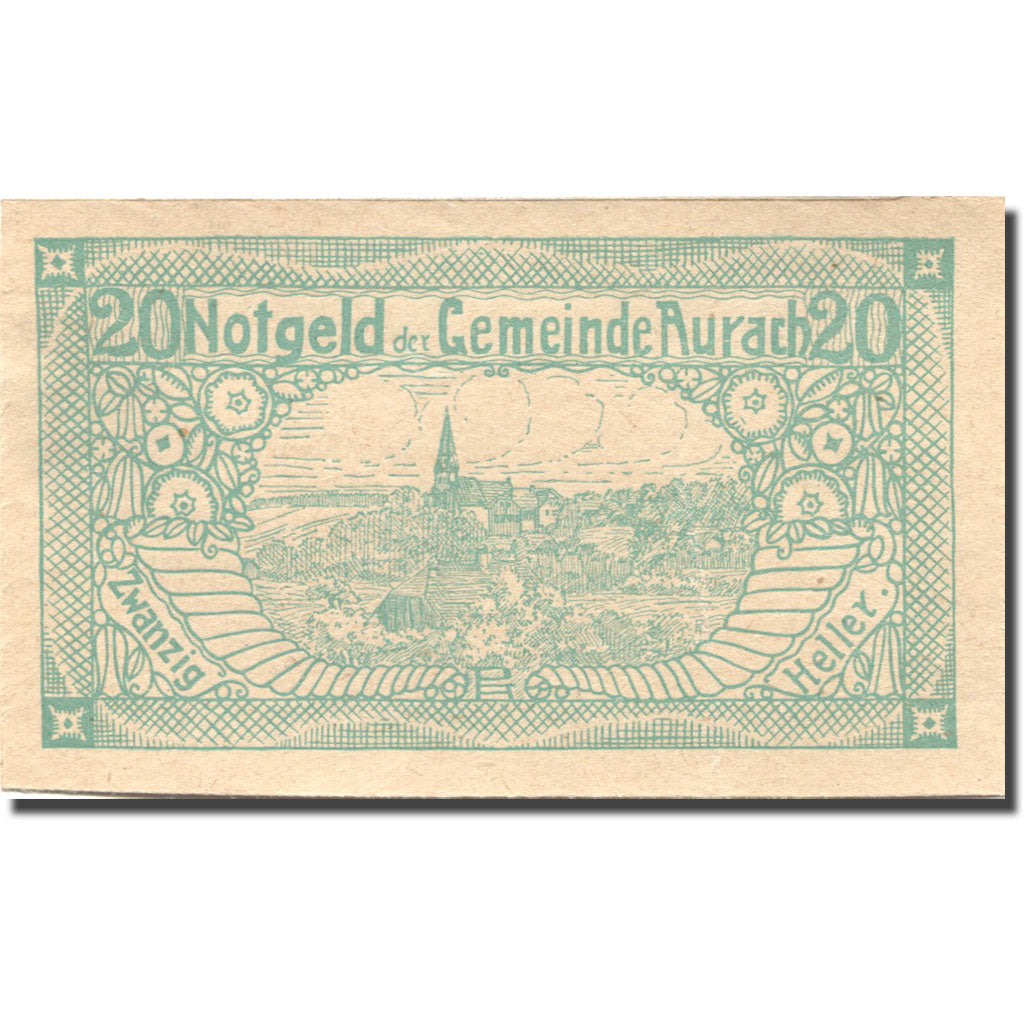 Banknote, Austria, Aurach, 20 Heller, village 1, 1920 green UNC(63) Mehl:FS 68b