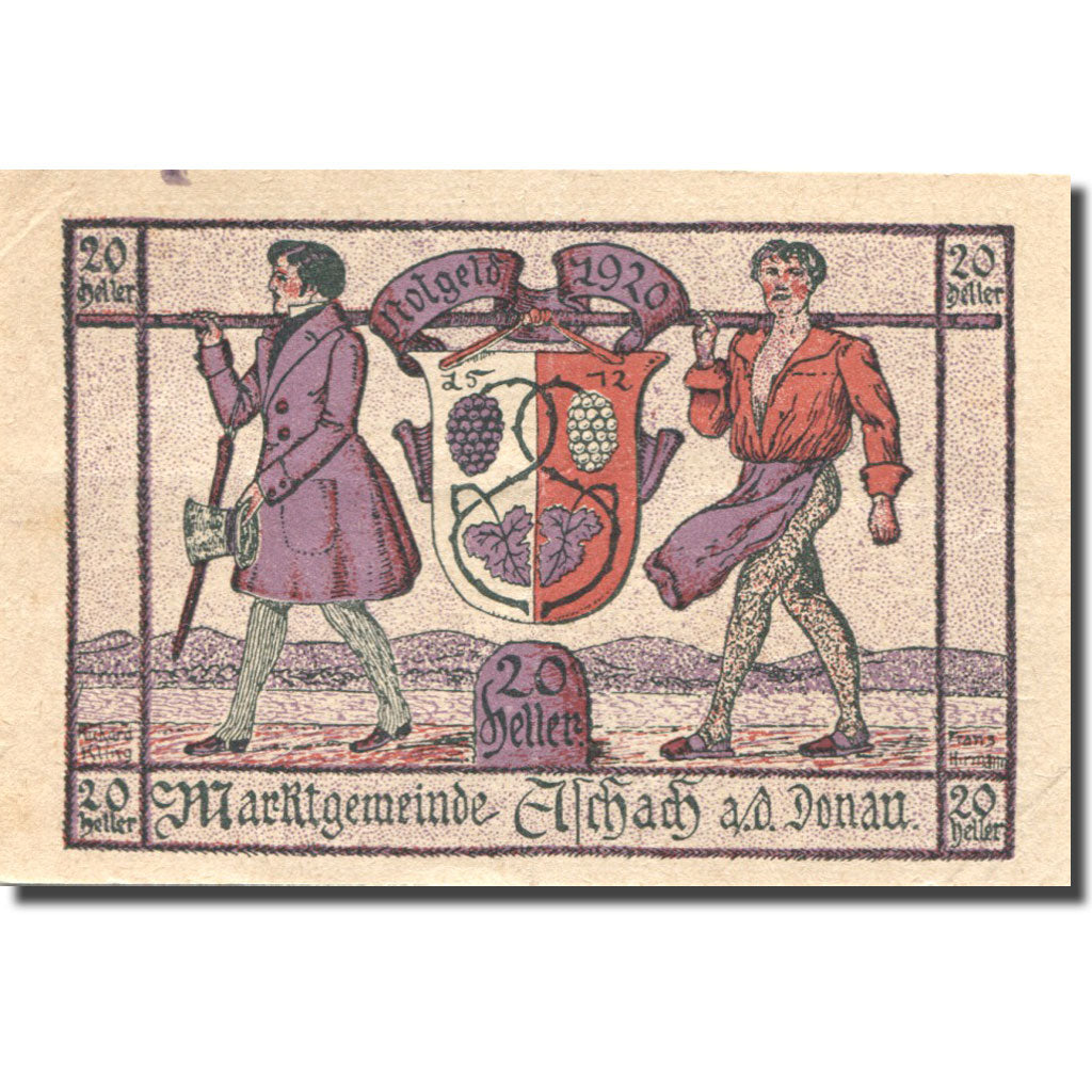 Banknote, Austria, Aschach 20 Heller, Blason, UNC(63), Mehl:FS 53IIbo1