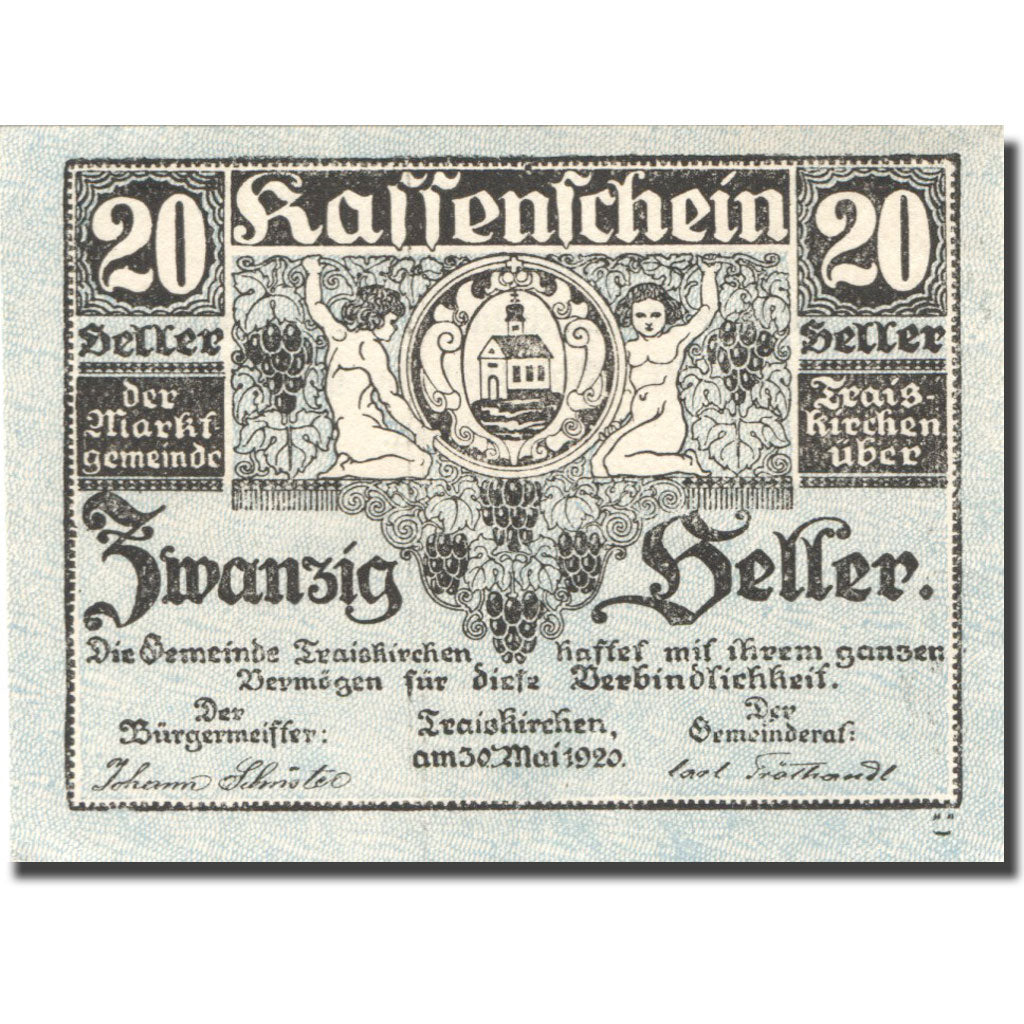 Banknote, Austria, Traiskirchen, 20 Heller, Blason, 1920 UNC(63) Mehl:FS 1077a