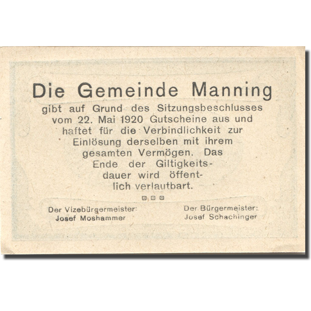 Banknote, Austria, Manning, 20 Heller, ferme 1920-05-22, UNC(63), Mehl:FS 578a