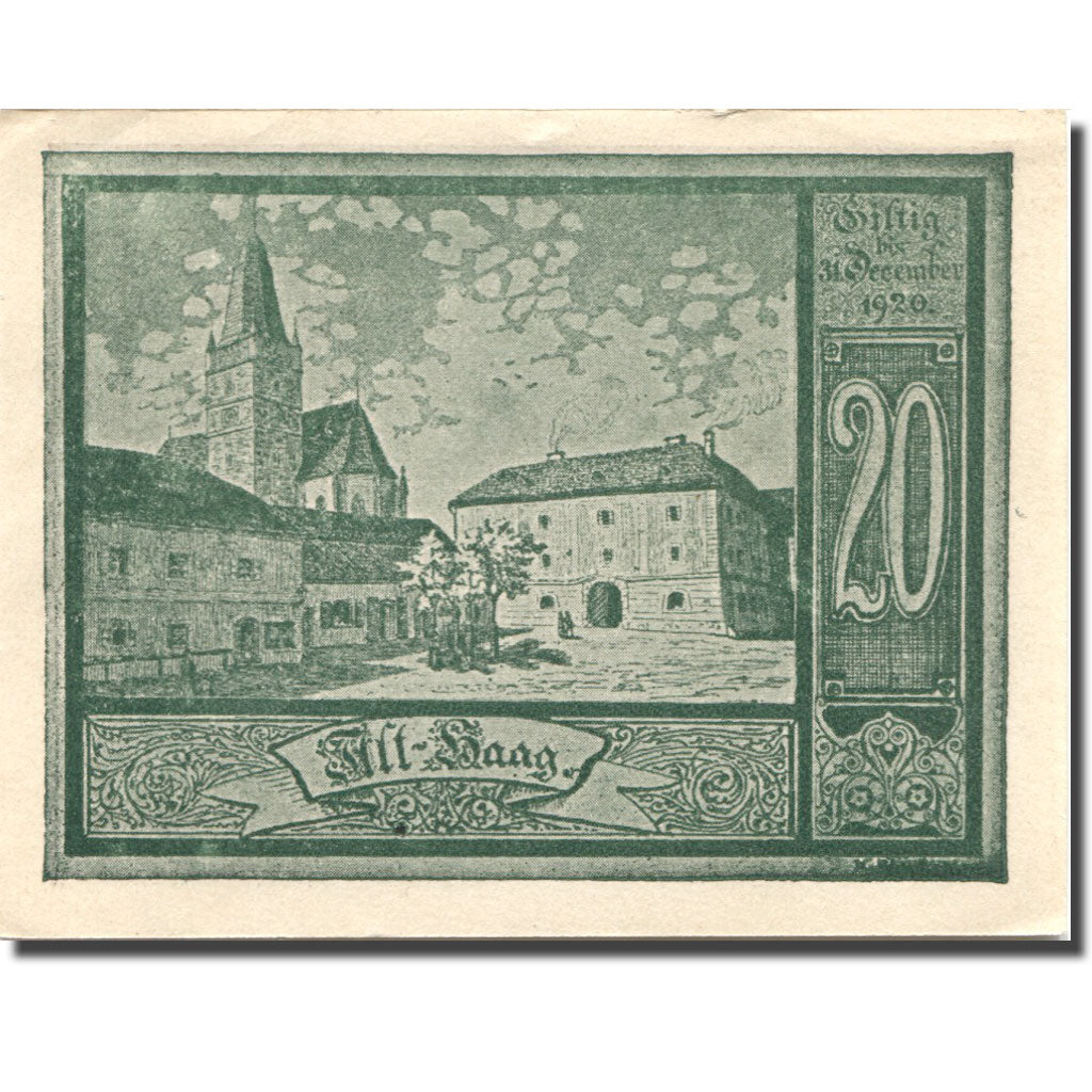 Banknote, Austria, Haag, 20 Heller, personnage, 1920 UNC(63) Mehl:FS 318IVb