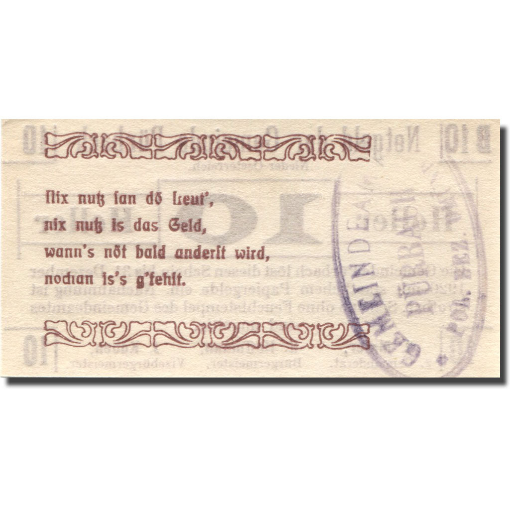 Banknote, Austria, Pürbach 10Heller, valeur faciale, 1920 UNC(63) Mehl:FS 793IIa