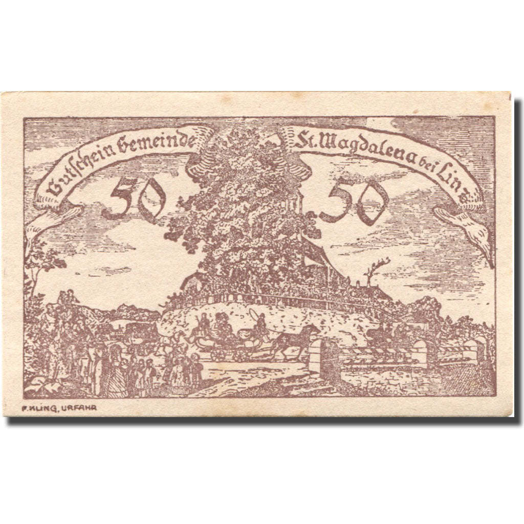Banknote, Austria, St Magdalena, 50 Heller, village, AU(55-58), Mehl:FS 906a