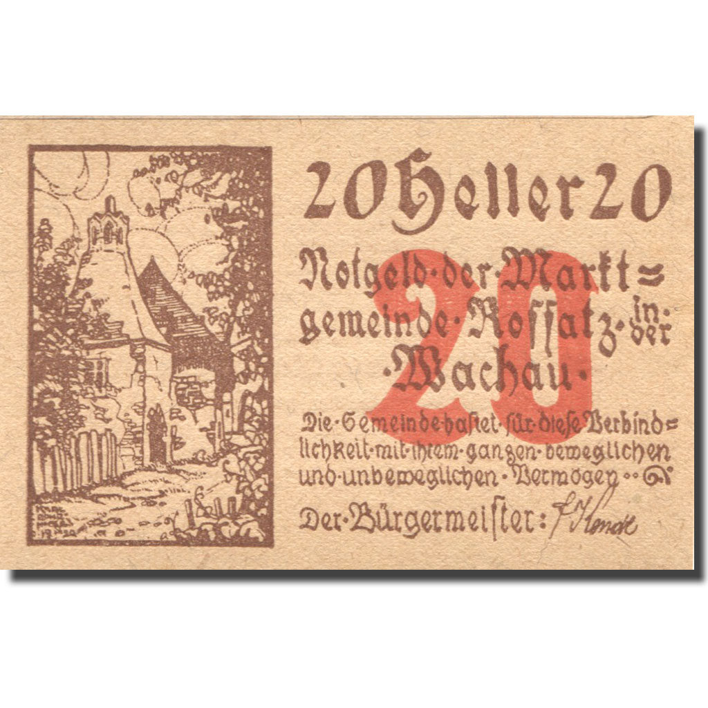 Banknote, Austria, Koffatz in der W. 20 Heller, ferme 1920 UNC(63)  Mehl:FS 848a