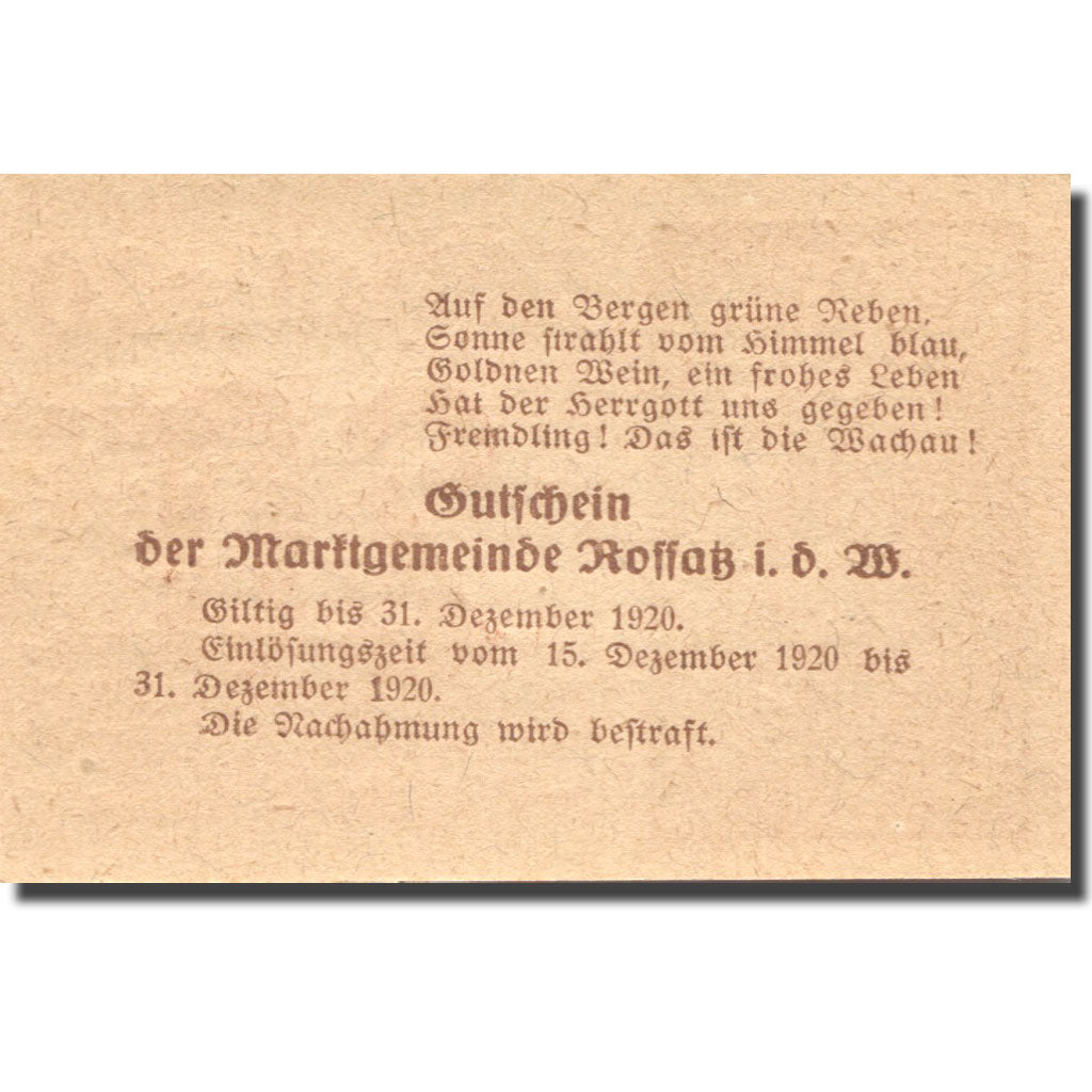 Banknote, Austria, Koffatz in der W. 20 Heller, ferme 1920 UNC(63)  Mehl:FS 848a