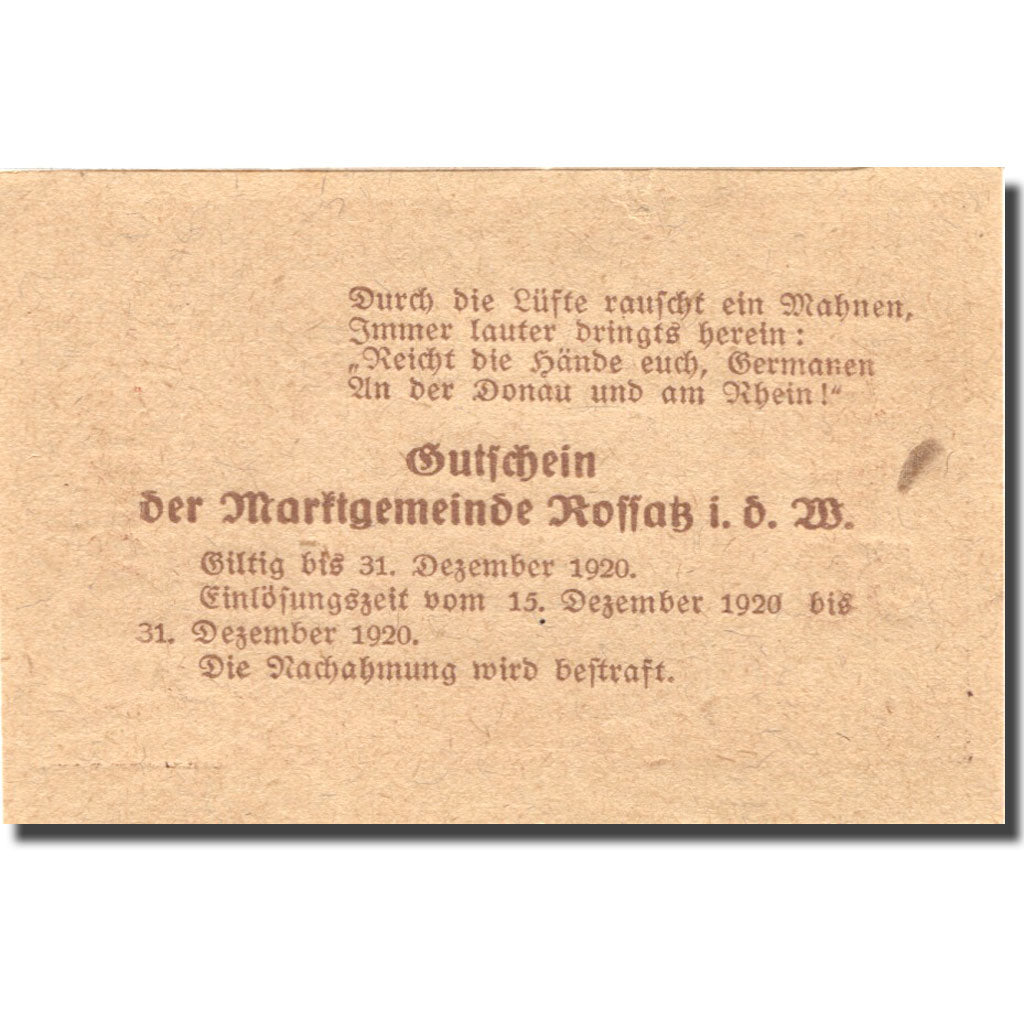 Banknote, Austria, Koffatz in der Wachau, 50 Heller 1920 UNC(63) Mehl:FS 848a