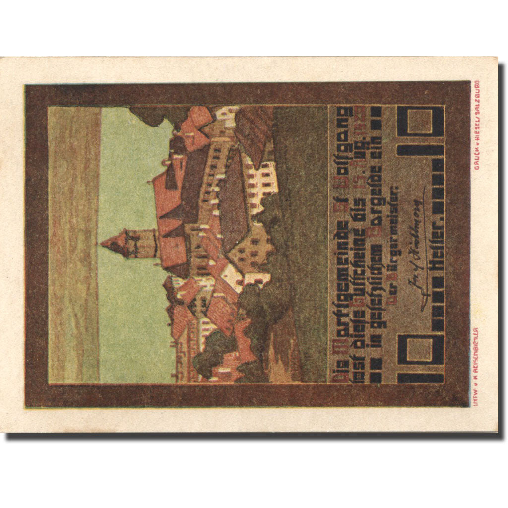 Banknote, Austria, St Wolfgang, 10 Heller, Eglise, 1920 UNC(63) Mehl:FS 947a