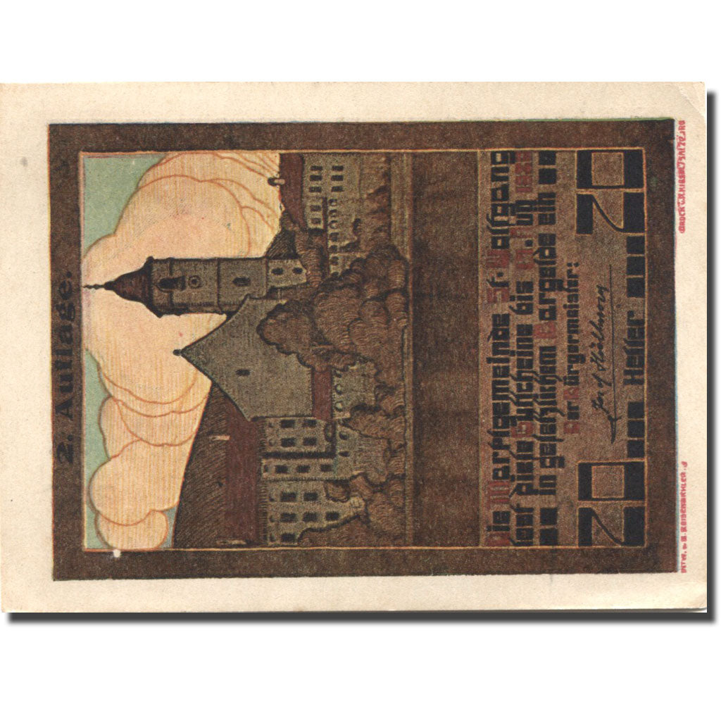 Banconote, Austria, St Wolfgang, 20 Heller, Eglise 1, 1920 SPL- Mehl:FS 947a