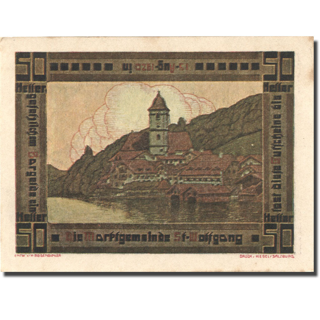 Banknote, Austria, St Wolfgang, 50 Heller, eglise 2, 1920 AU(55-58) Mehl:FS 947a