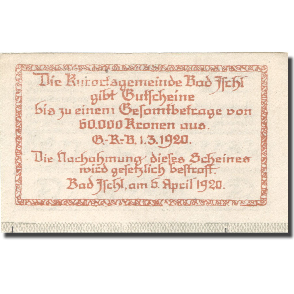 Banknote, Austria, Bad Ischl, 5 Heller, valeur faciale, 1920 SPL Mehl:FS 77a