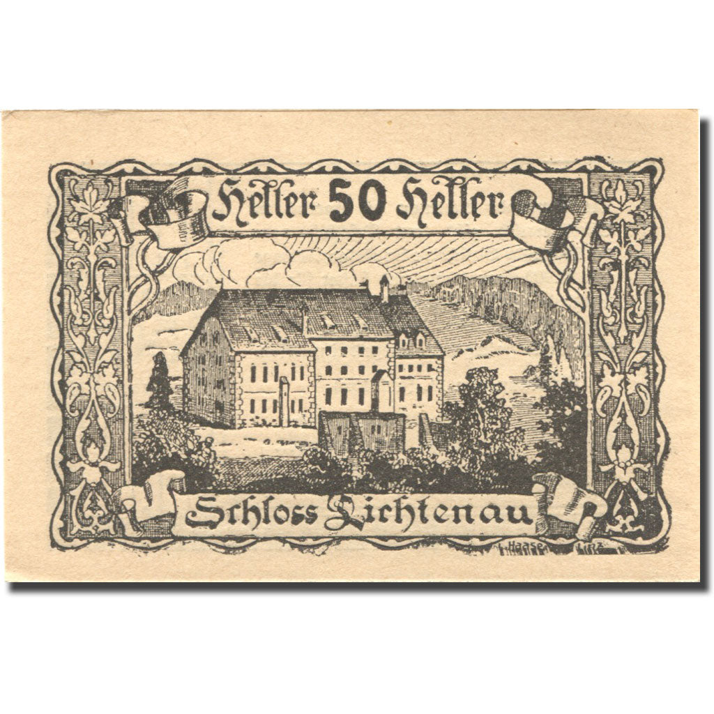 Banknote, Austria, Lichtenau, 50 Heller, château, 1920 UNC(63) Mehl:FS 517