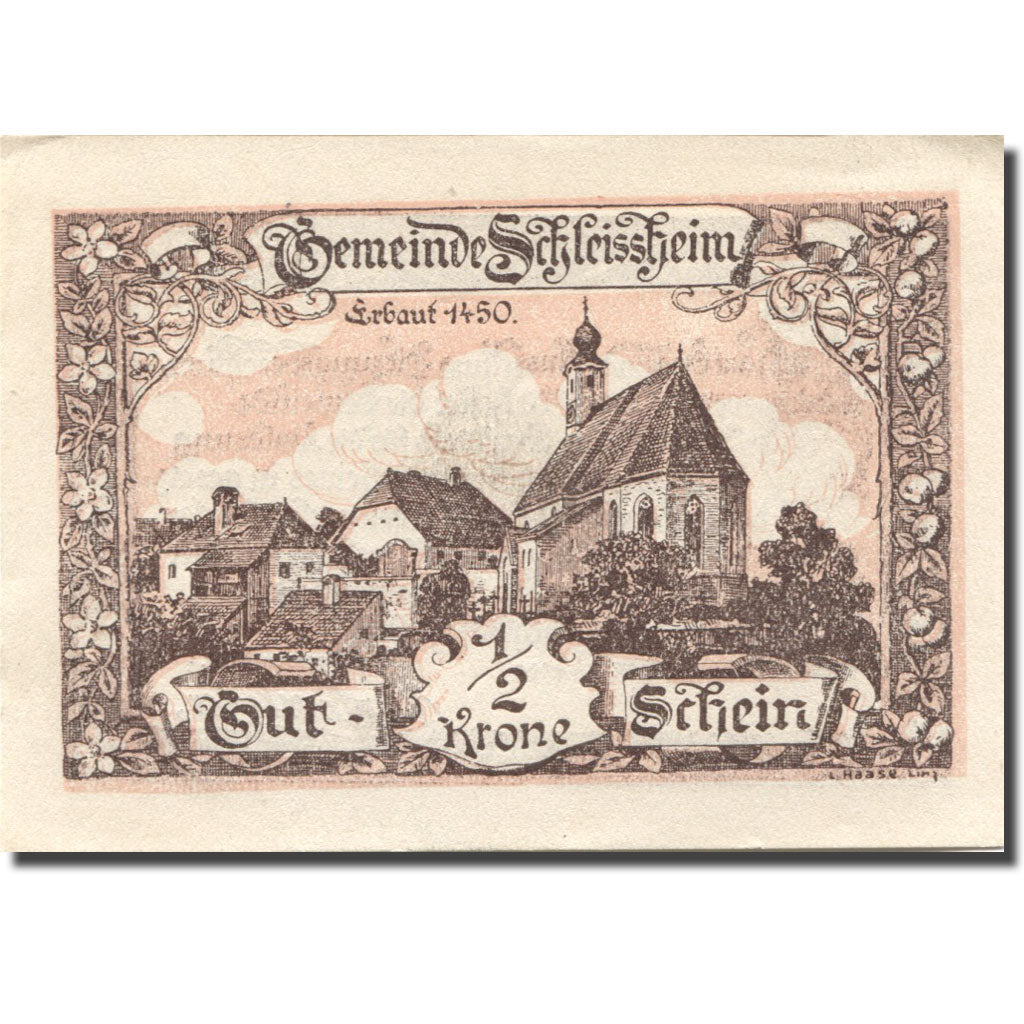 Banknote, Austria, Schleissheim, 1/2 Krone, village 1920 UNC(63) Mehl:FS 961