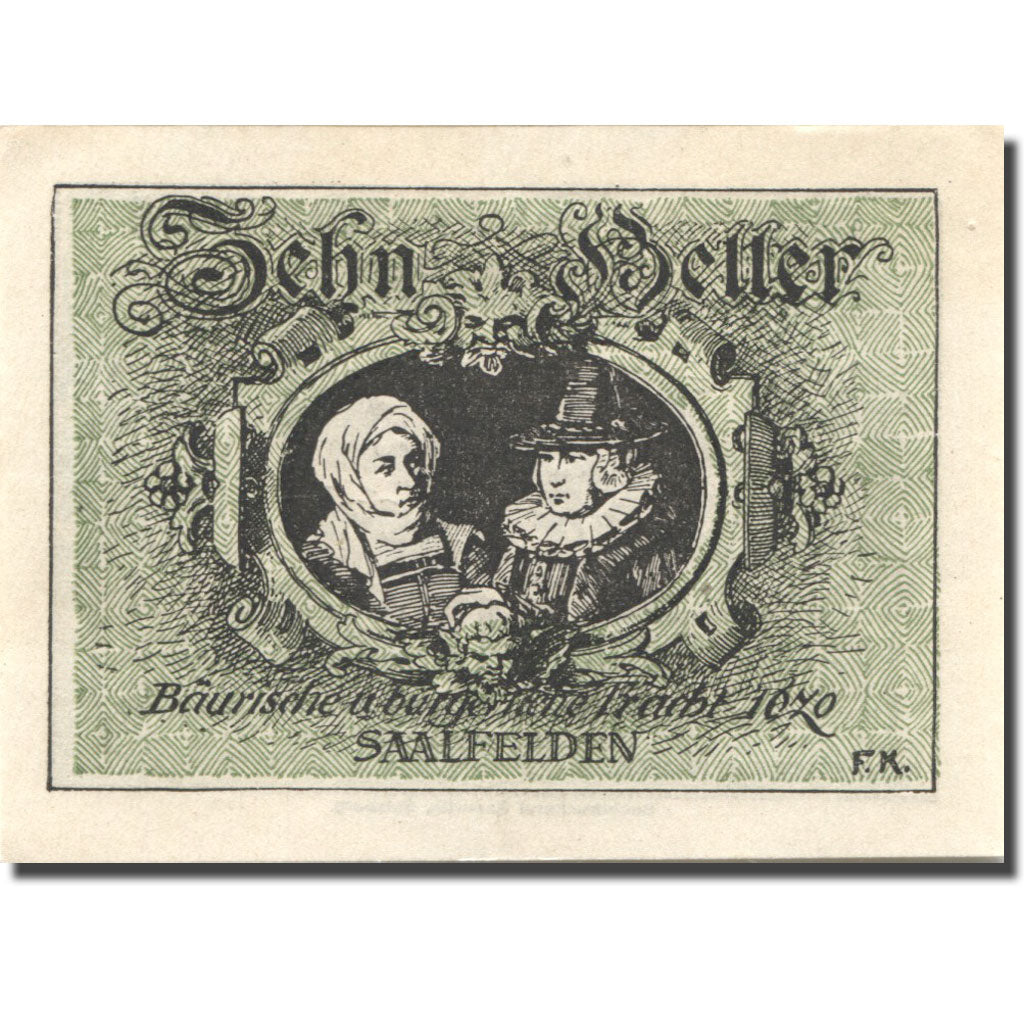 Banknote, Austria, Saalfelden, 10 Heller, ruine, 1920, UNC(63), Mehl:FS 859b