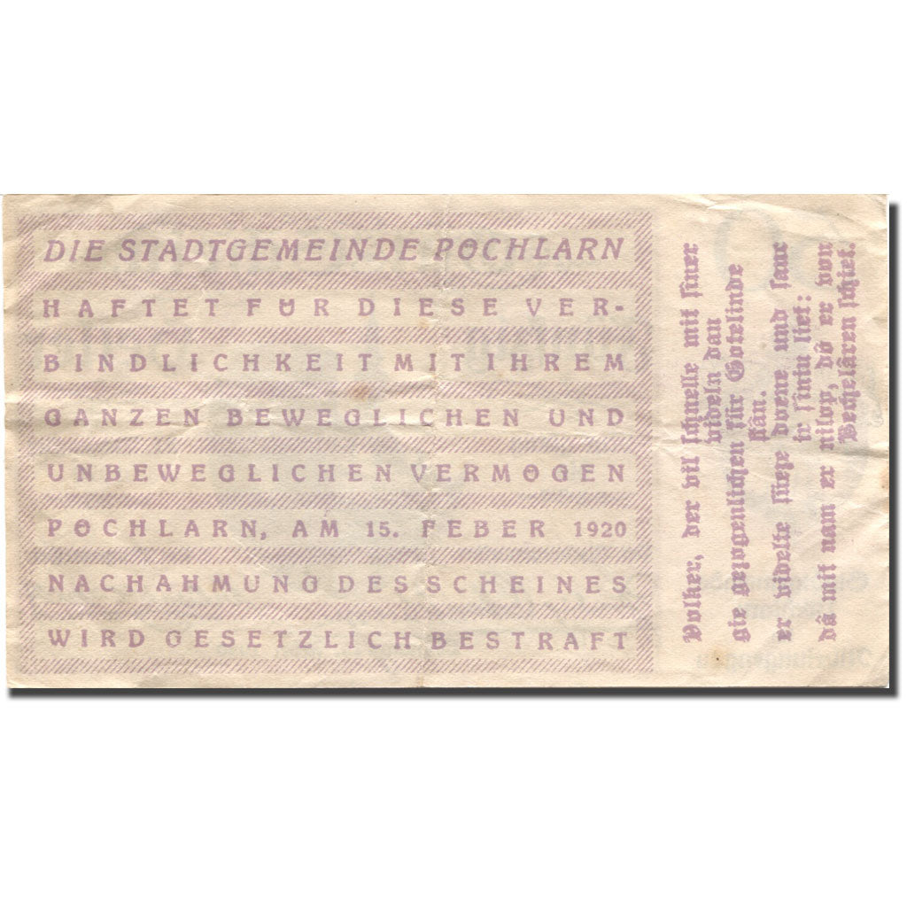 Banconote, Austria, Pöchlarn, 50 Heller, Eglise 1920-12-31, BB Mehl:FS 755II
