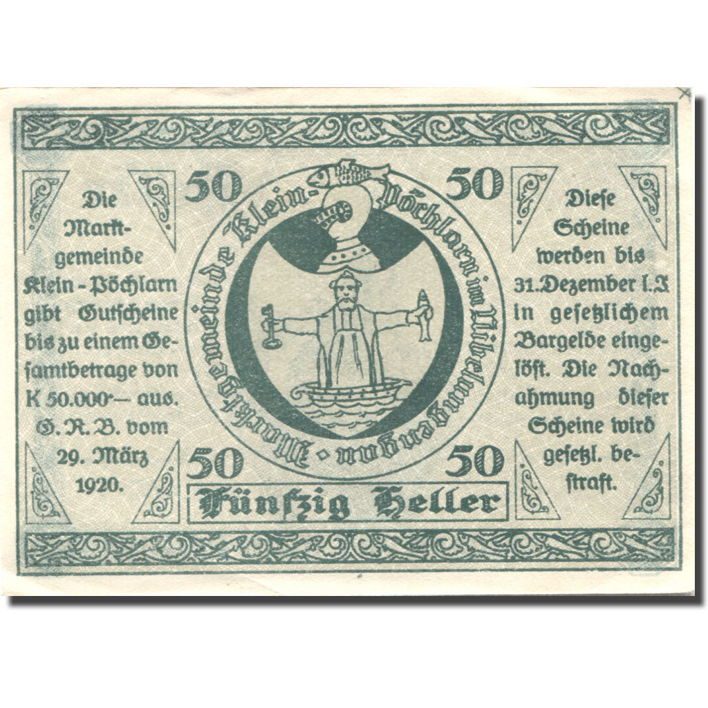 Banknote, Austria, Klein-Pöchlarn, 50Heller, Eglise, 1920 AU(55-58) Mehl:FS 457c