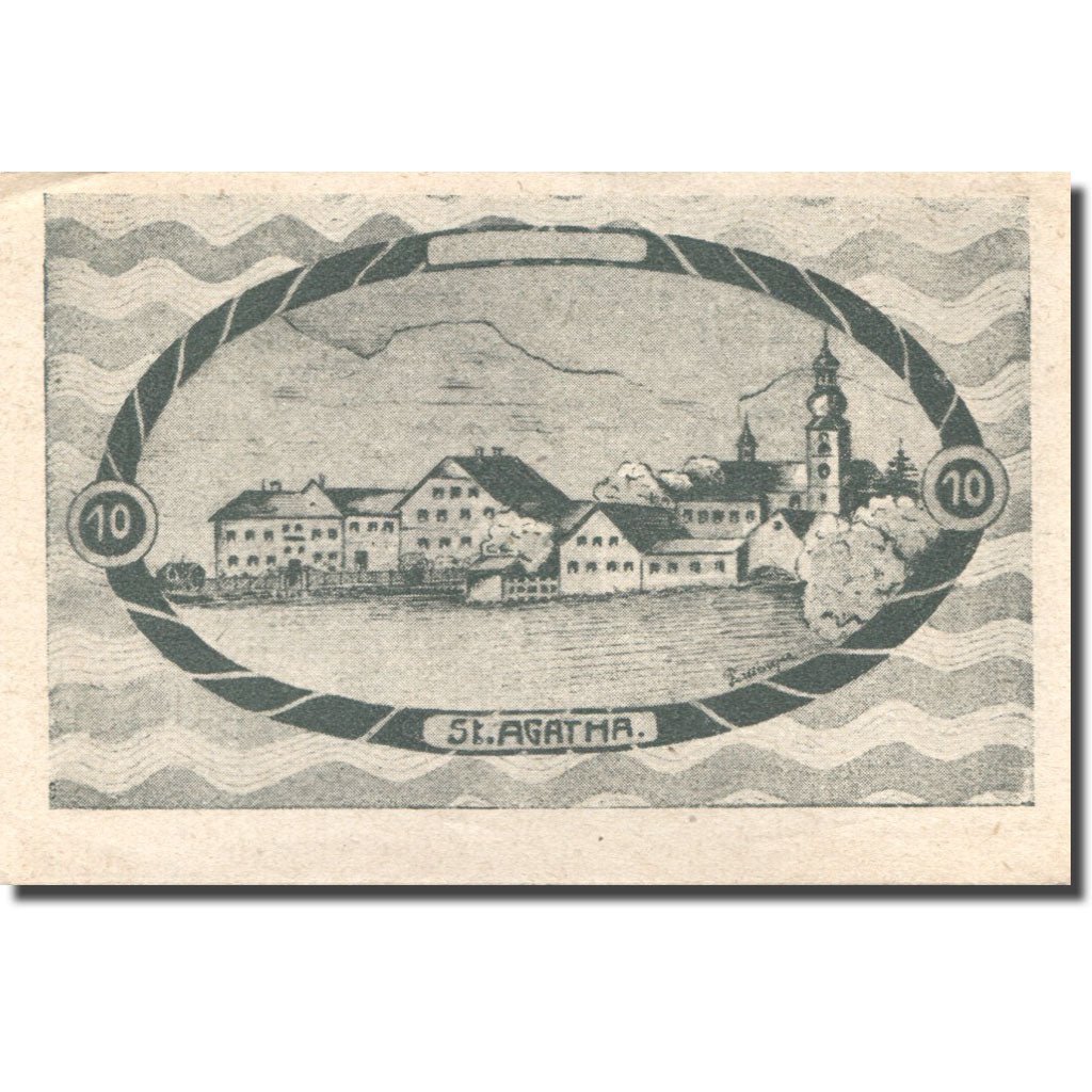 Banknote, Austria, St Agatha, 10 Heller, village, 1920 UNC(63) Mehl:FS 877Ib1