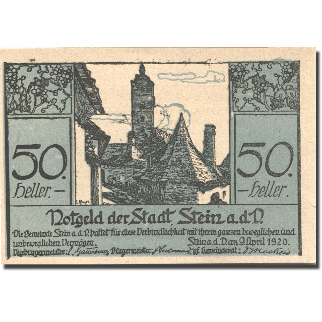 Banknote, Austria, Stein a/d Donau, 50Heller Eglise, 1920 UNC(63) Mehl:FS 1015I1