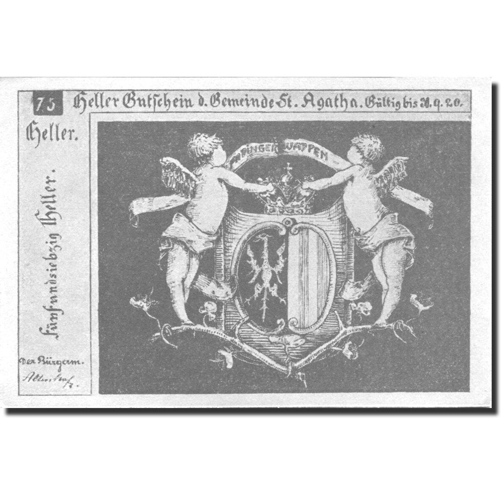 Banknote, Austria, St Agatha, 75 Heller, Blason, 1920 UNC(63) Mehl:FS 877Ic2