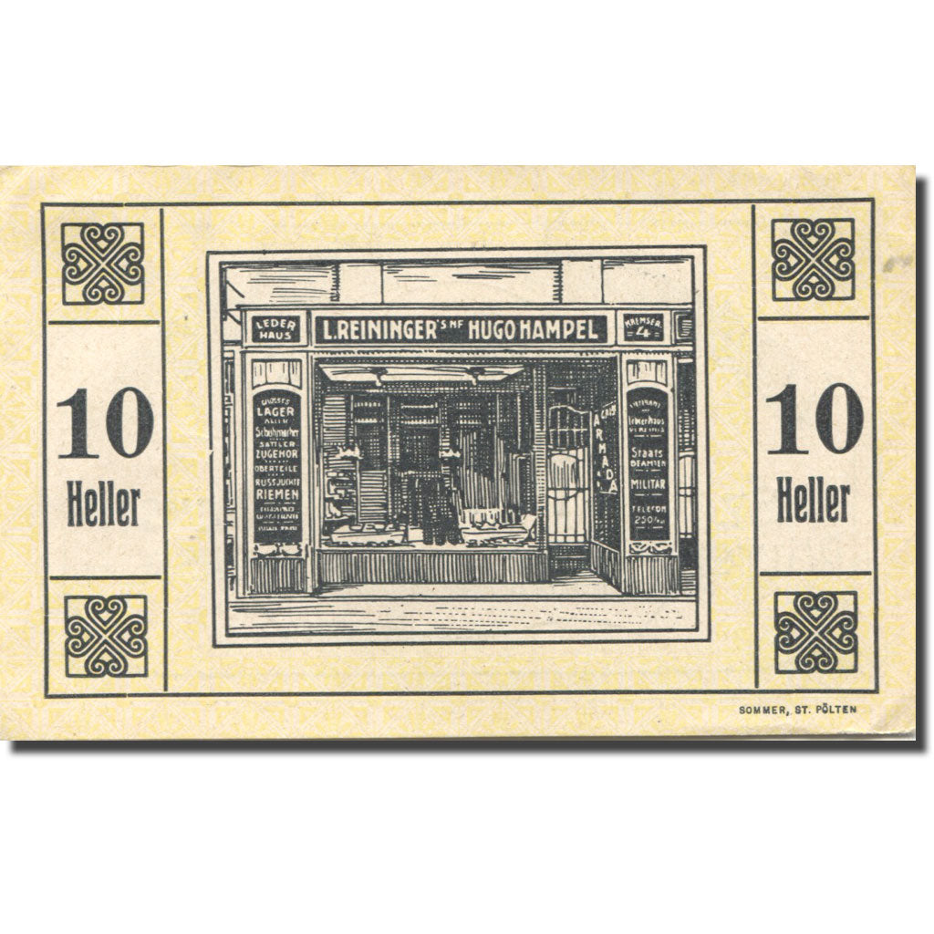 Banknote, Austria, St Pölten, 10 Heller, Armurerie, 1920 UNC(63) Mehl:FS 933
