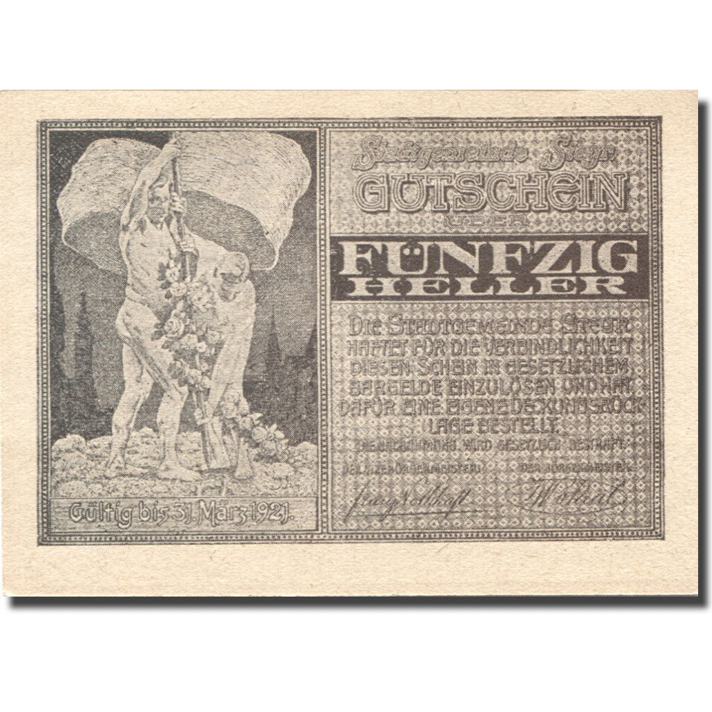Banknote, Austria, Steyr, 50 Heller, personnage, UNC(63), Mehl:FS 1034IIb