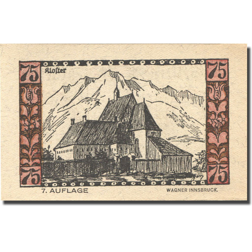 Banknote, Austria, Telfs, 75 Heller, personnage, 1921 UNC(63) Mehl:FS 1061a