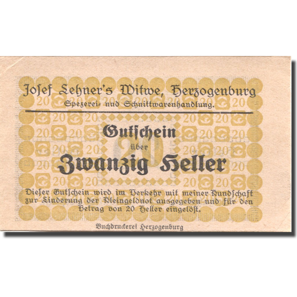 Banknote, Austria, Herzogenburg, 20 Heller face value AU(55-58), Mehl:FS 370