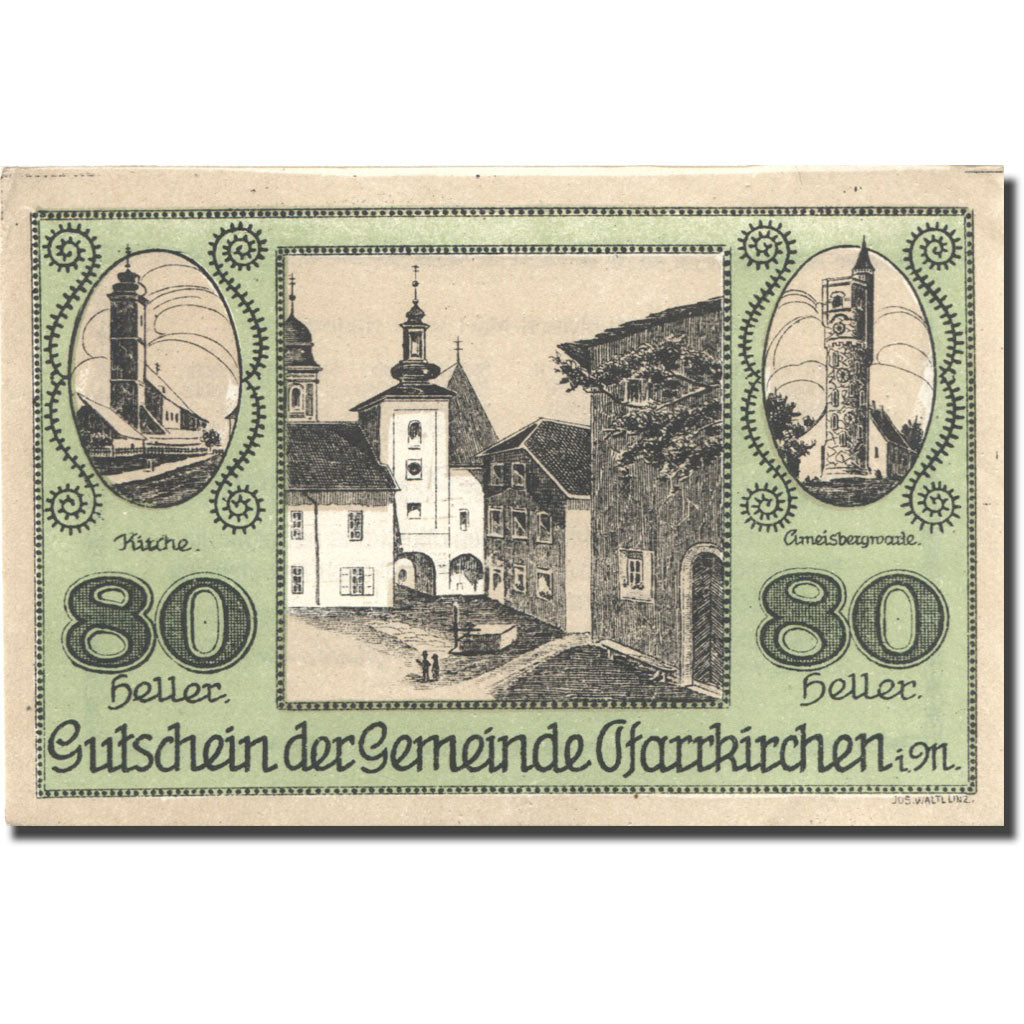 Geldschein, Österreich, Pfarrkirchen, 80 Heller, Eglise, UNZ-, Mehl:FS 744IIIa