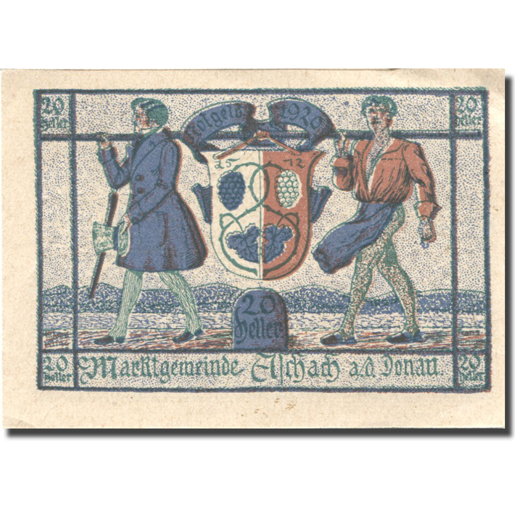 Banknote, Austria, Aschach 20 Heller, Blason 1, UNC(63) blue Mehl:FS 53IIb01