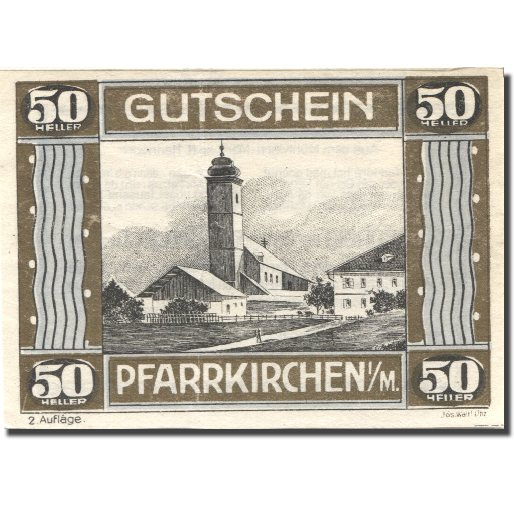 Banknote, Austria, Pfarrkirchen, 50 Heller, Eglise, UNC(63), Mehl:FS 744IIa