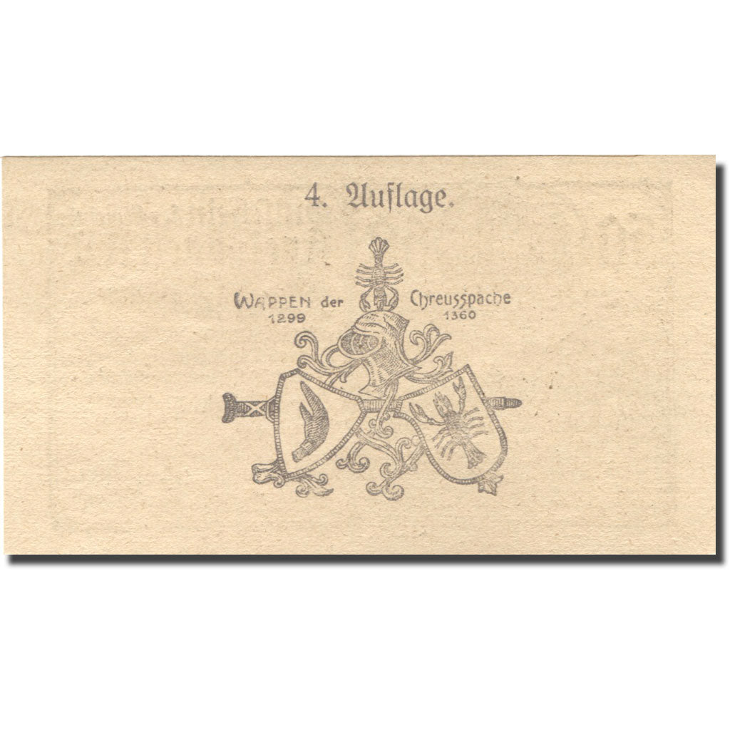 Banknote, Austria, Kreisbach, 50 Heller, chateau 1, 1920 UNC(63) Mehl:FS 386