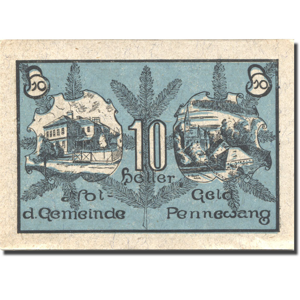 Banknote, Austria, Pennewang, 10 Heller, Eglise, 1920 UNC(63) blue Mehl:FS 727a