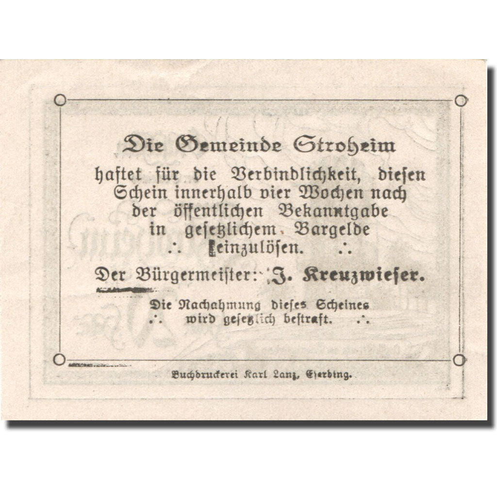 Banknote, Austria, Stroheim, 20 Heller, tour, UNC(63) pink Mehl:FS 1050Ic